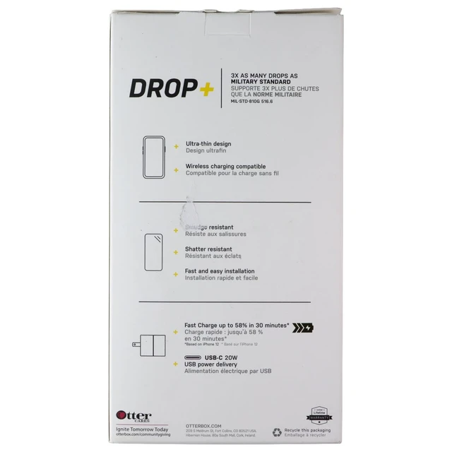 Alt view image 2 of 2 - OtterBox Protection + Power Kit iPhone 12/Pro Clear Case & White/Gold Adapter