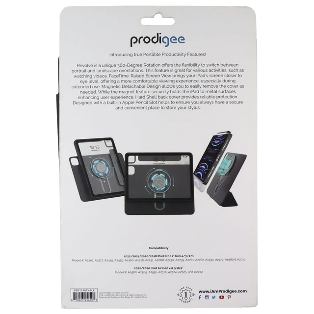 Alt view image 2 of 2 - Prodigee Revolve Case/Stand for iPad Air & iPad Pro 11 - Black iPDP11-RVLV-BLK