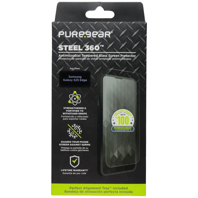 Alt view image 2 of 2 - PureGear Steel 360 Tempered Glass Screen Protector for Samsung Galaxy S25 Edge