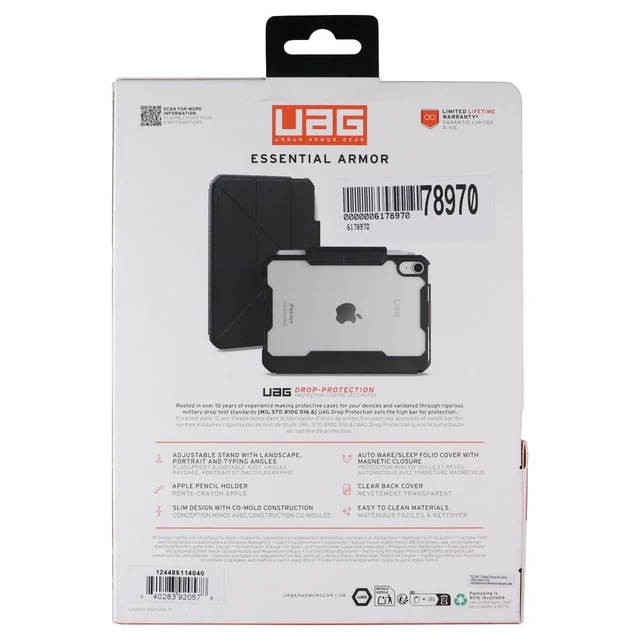 Alt view image 2 of 2 - UAG Essential Armor for Apple iPad Mini 7th Gen (A17 Pro, 2024)/6th Gen - Black