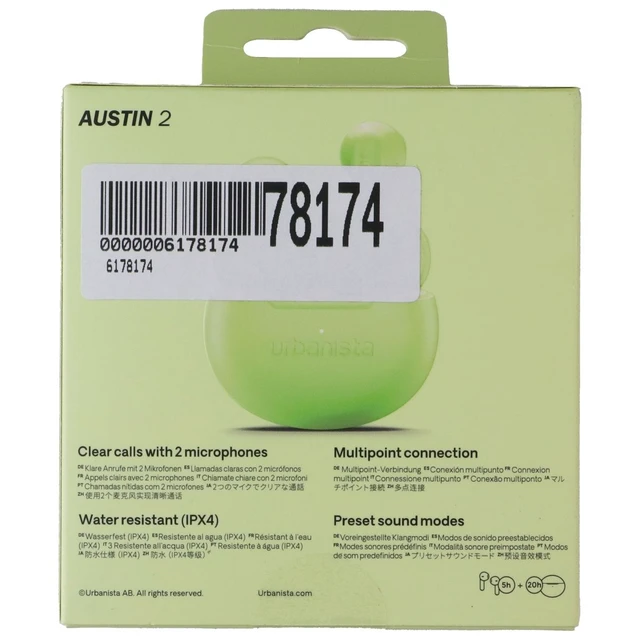 Alt view image 2 of 2 - Urbanista Austin 2 True Wireless Earbuds - Acid Green (1040329)