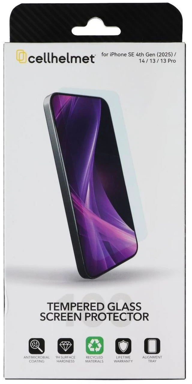 Main image of CellHelmet Tempered Glass Screen Protector for Apple iPhone 16e/14/13/13 Pro