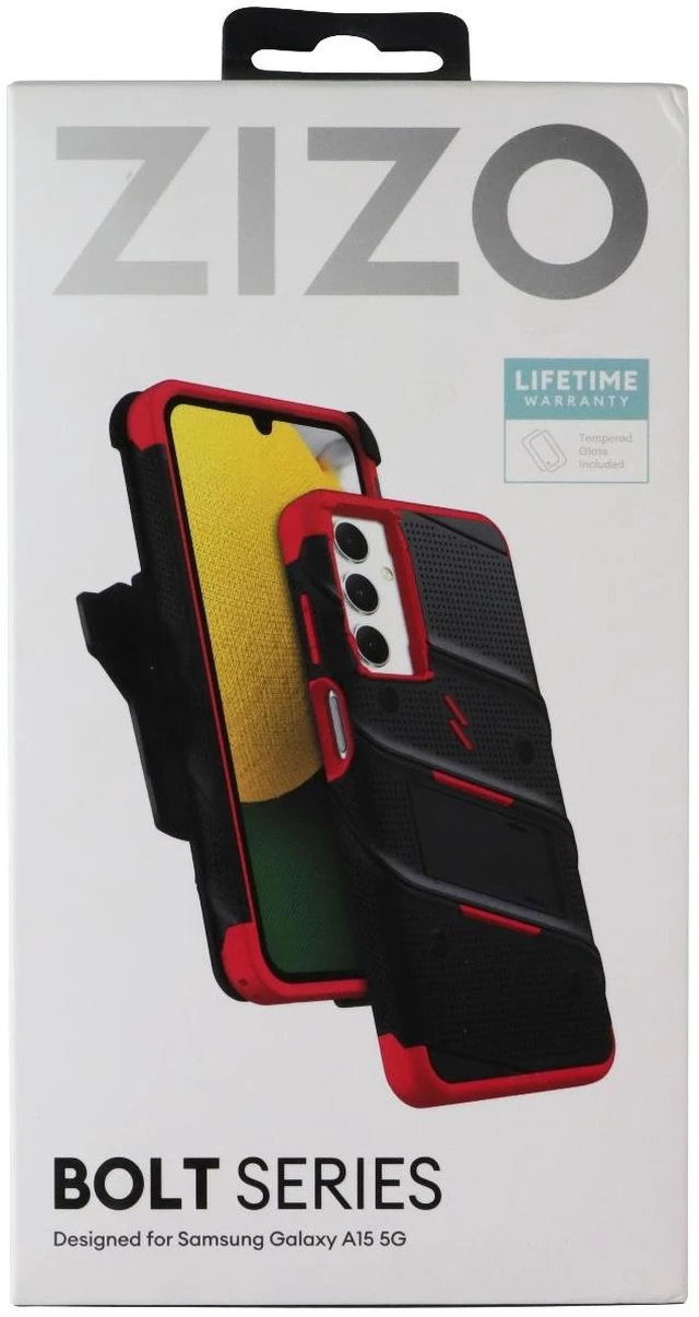 Main image of ZIZO Bolt Bundle (Case/Holster/Screen) for Samsung Galaxy A15 5G - Black/Red