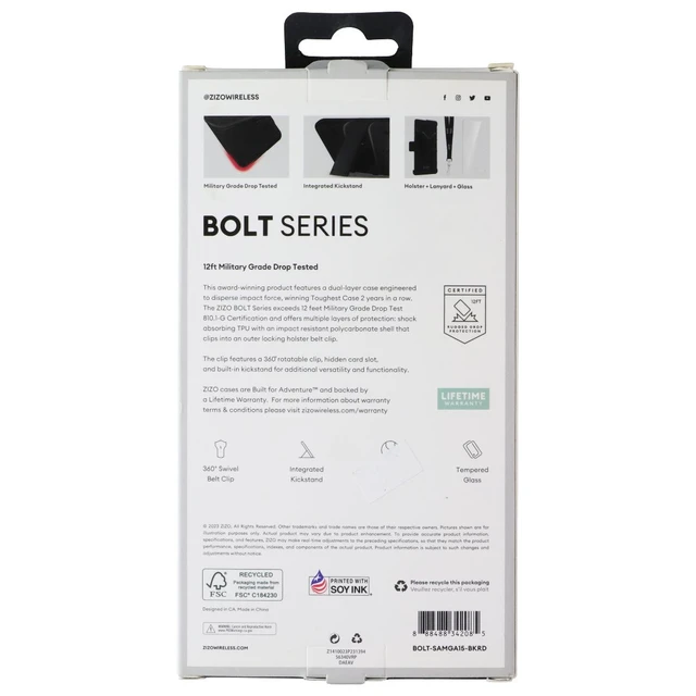 Alt view image 2 of 2 - ZIZO Bolt Bundle (Case/Holster/Screen) for Samsung Galaxy A15 5G - Black/Red