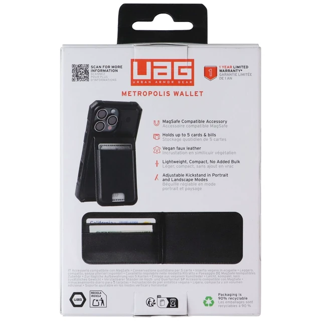 Alt view image 2 of 2 - Urban Armor Gear UAG Metropolis Series Magnetic Wallet Stand w/MagSafe - Black