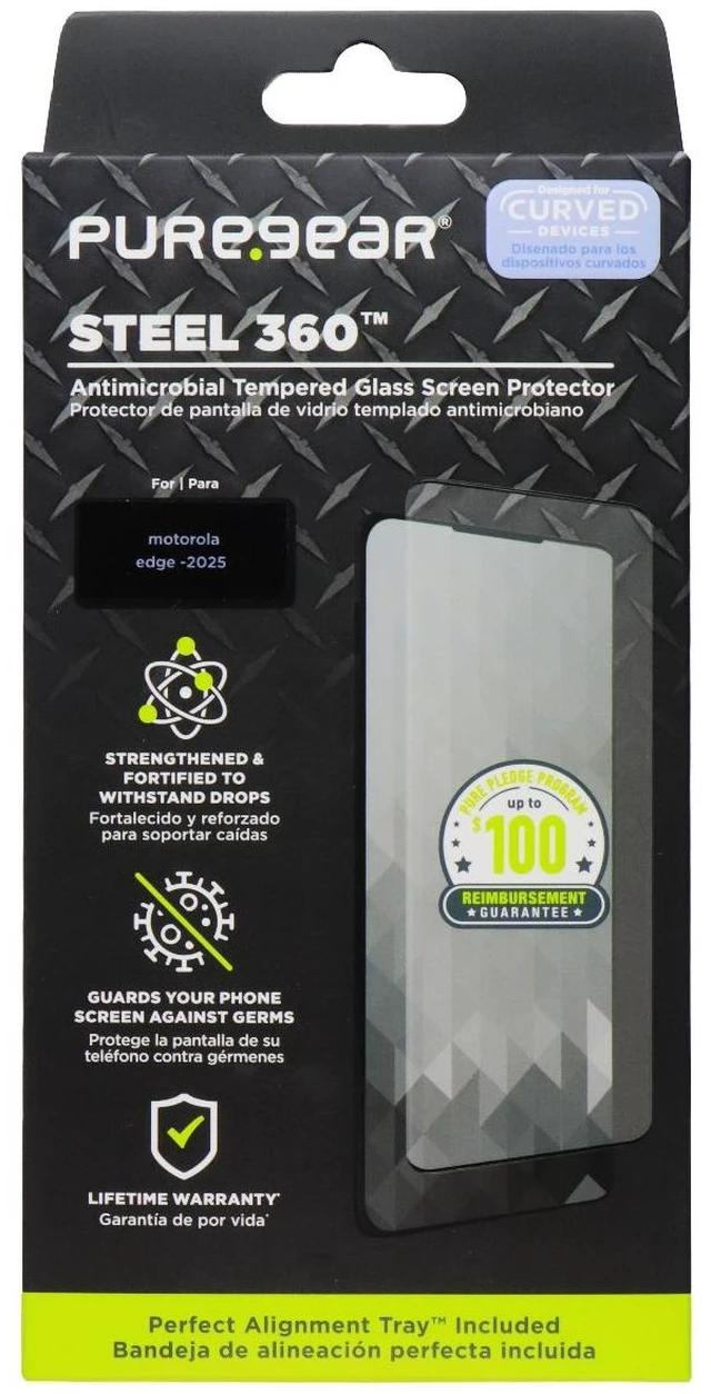 Main image of PureGear Steel 360 Tempered Glass Screen Protector for Motorola Moto Edge (2025)