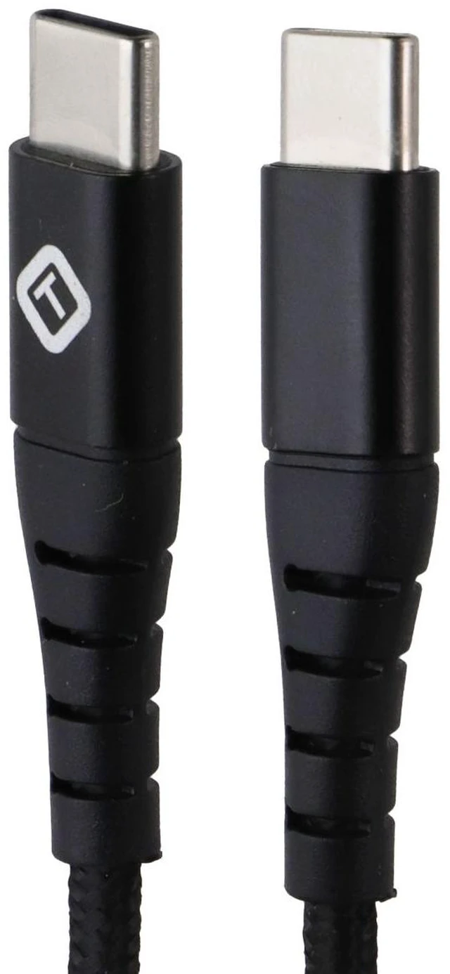 Main image of TekYa (6-Foot) Braided Cable - Power Delivery USB-C to USB-C - Black