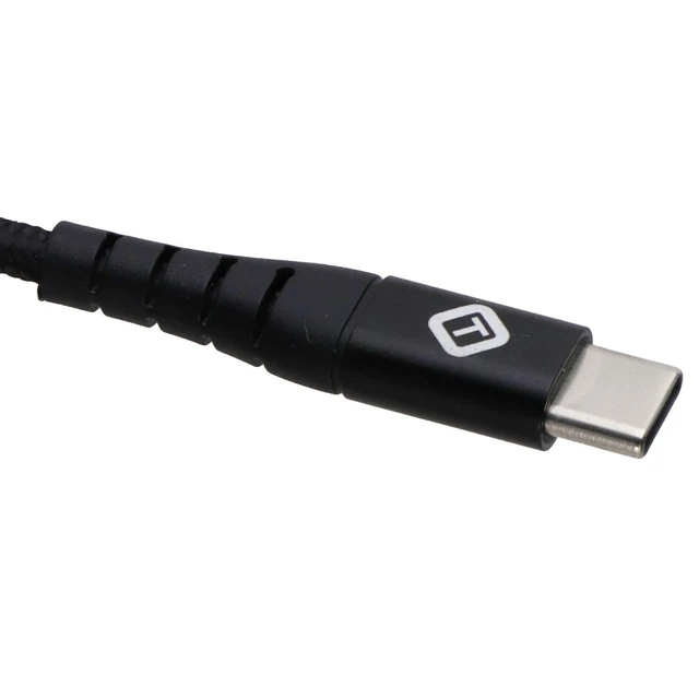 Alt view image 2 of 3 - TekYa (6-Foot) Braided Cable - Power Delivery USB-C to USB-C - Black