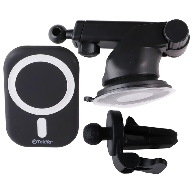 Alt view image 5 of 6 - TekYa (15W) MagMount 3-in-1 Magnetic Dash/Vent Mount w/Wireless Charging - Black