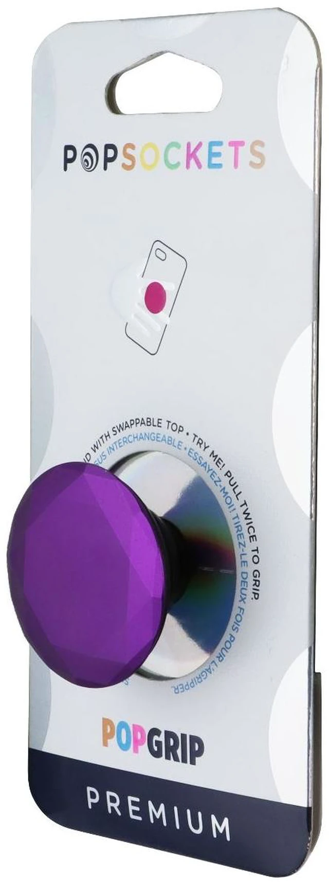Main image of PopSockets PopGrip Phone Grip & Stand with Swappable Top - Diamond Mystic Violet