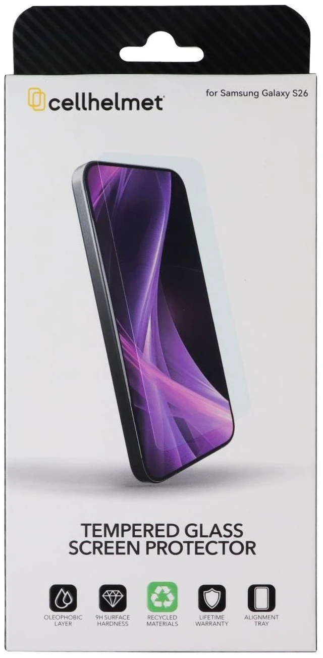Main image of CellHelmet Tempered Glass Screen Protector w/Align Tray for Samsung Galaxy S26