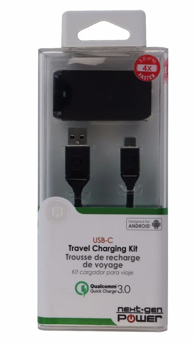 Main image of Qmadix (QC 3.0) USB Wall Adapter & USB-C Cable - Black