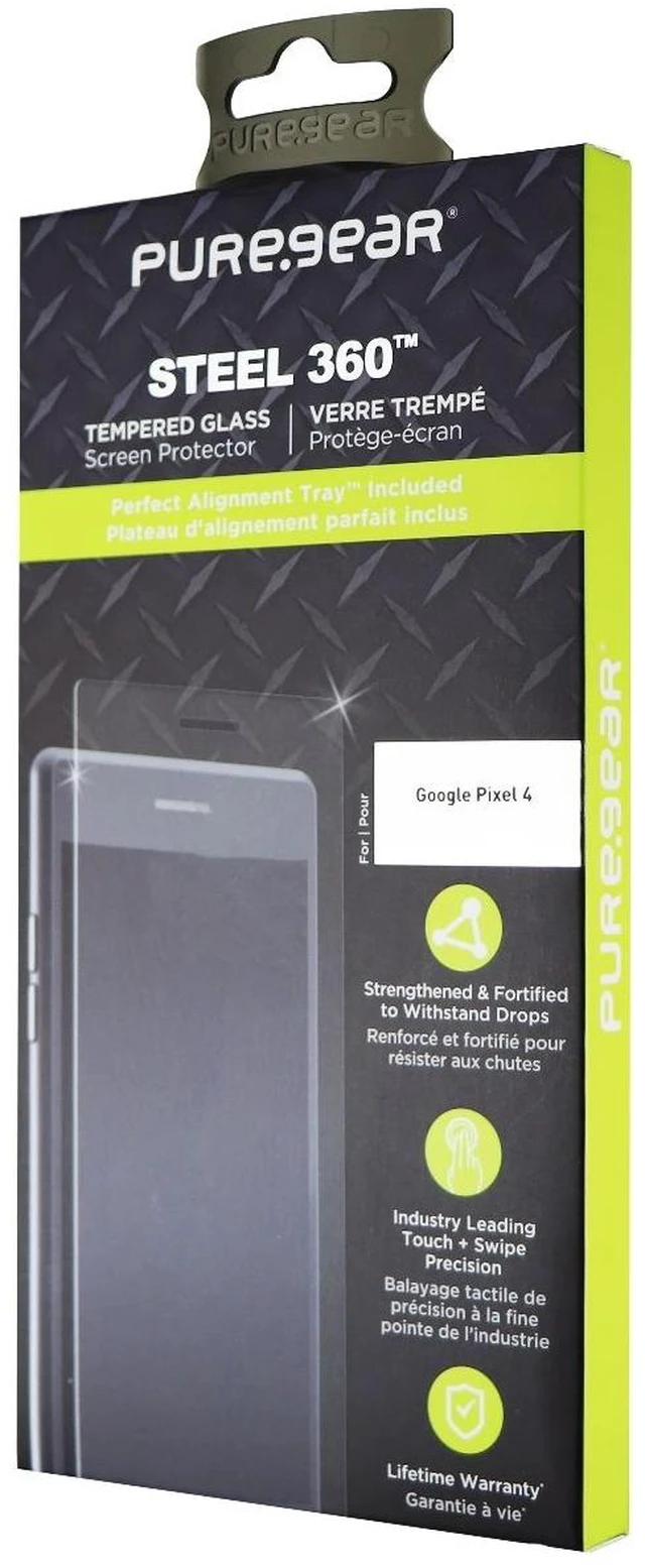 Main image of PureGear Steel 360 Tempered Glass Screen Protector for Google Pixel 4 - Clear