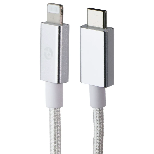 Alt view image 2 of 5 - PowerLab 6FT USB-C to Lightning 8-Pin Braided Charge-Sync Cable - White