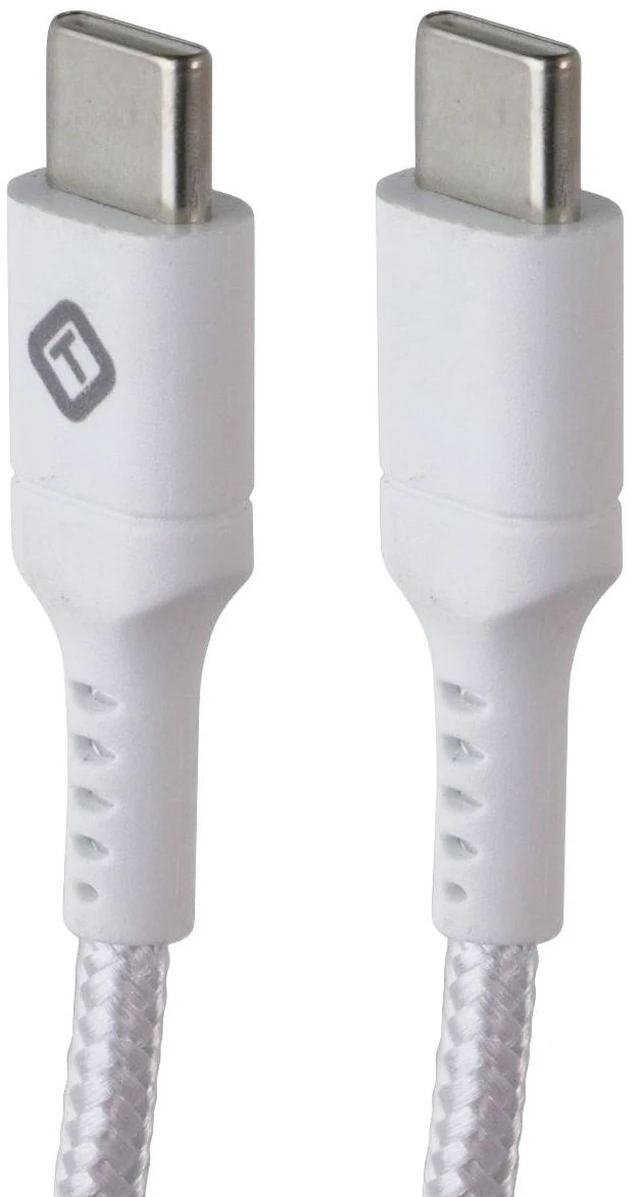 Main image of TekYa (6-Foot) Braided Cable - Power Delivery USB-C to USB-C - White