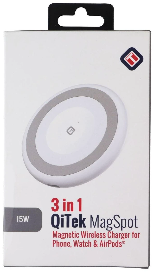 Main image of TekYa 15W 3-in-1 QiTek MagSpot Wireless Charger - White