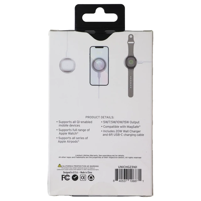 Alt view image 2 of 2 - TekYa 15W 3-in-1 QiTek MagSpot Wireless Charger - White