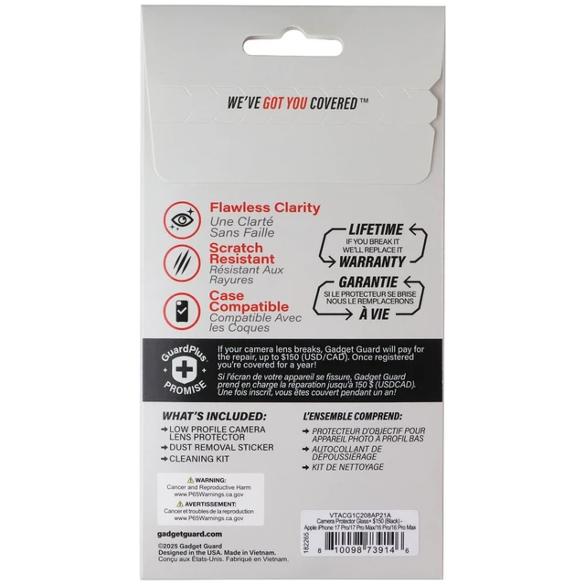 Alt view image 2 of 2 - Gadget Guard Camera Lens Protector Set for iPhone 17 Pro & 17 Pro Max - Black