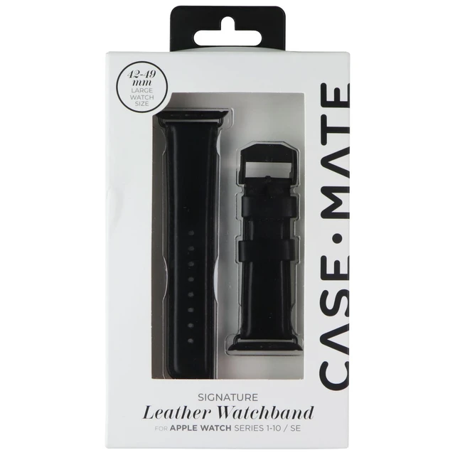 Alt view image 4 of 4 - Case-Mate Watch Band for Apple Watch Series 1-10/SE (42mm-49mm) - Black Leather