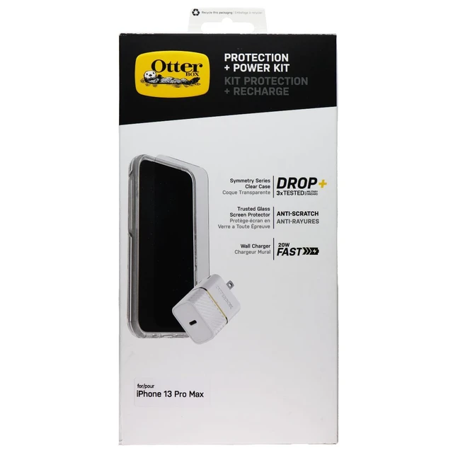 Alt view image 2 of 2 - OtterBox Protection + Power Kit Case Bundle for Apple iPhone 13 Pro Max - Clear