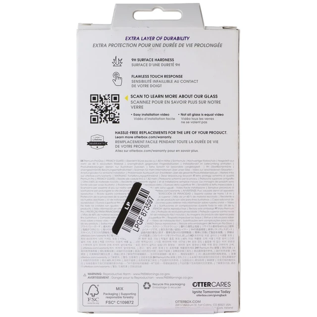 Alt view image 2 of 2 - OtterBox Premium Pro Glass Screen Protector for Apple iPhone 16 Pro - Privacy