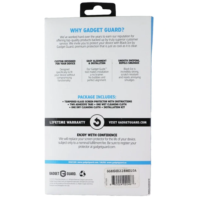 Alt view image 2 of 2 - Gadget Guard Black Ice Tempered Glass Screen Protector for Motorola One 5G Ace