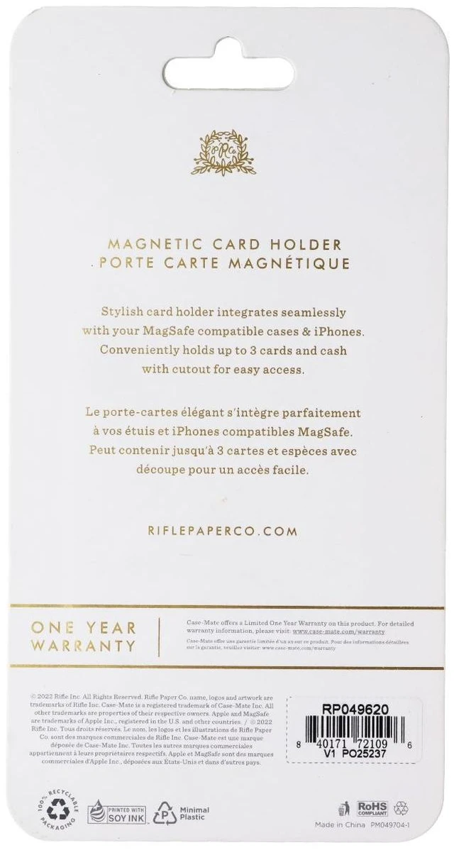 Alt view image 2 of 2 - Rifle Paper Co. Detachable Magnetic Card Holder - Garden Party Blush
