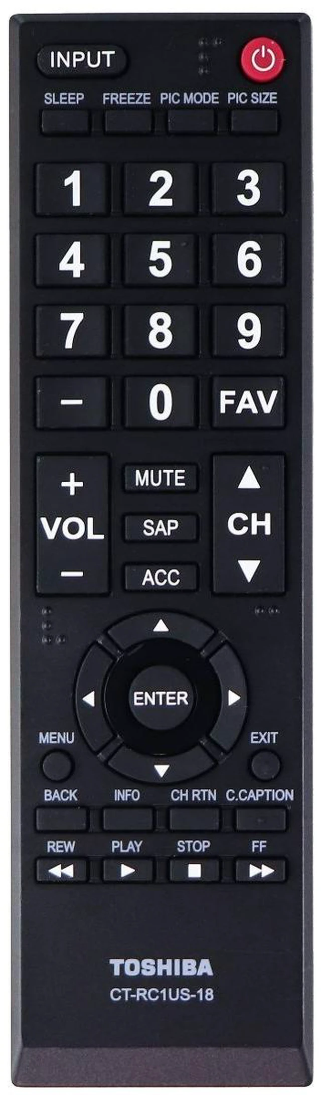 Main image of Toshiba Remote Control (CT-RC1US-18) for Select Toshiba TVs - Black