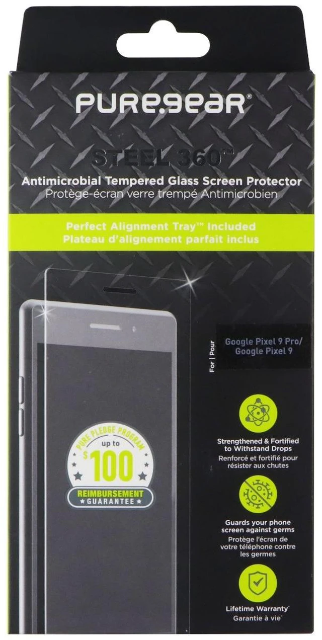 Main image of PureGear Steel 360 Tempered Screen Protector for Google Pixel 9 / Pixel 9 Pro