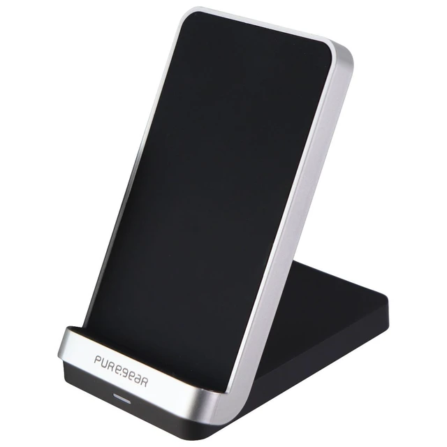 Alt view image 2 of 4 - PureGear 15-Watt Fast Wireless Charging Stand for Qi Smartphones - Black/Silver