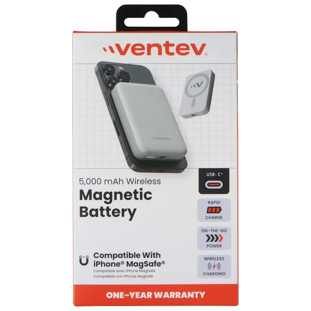 Alt view image 2 of 2 - Ventev 5000 mAh Wireless Magnetic Battery (USB-C) - White (MCBAT-5K257464)