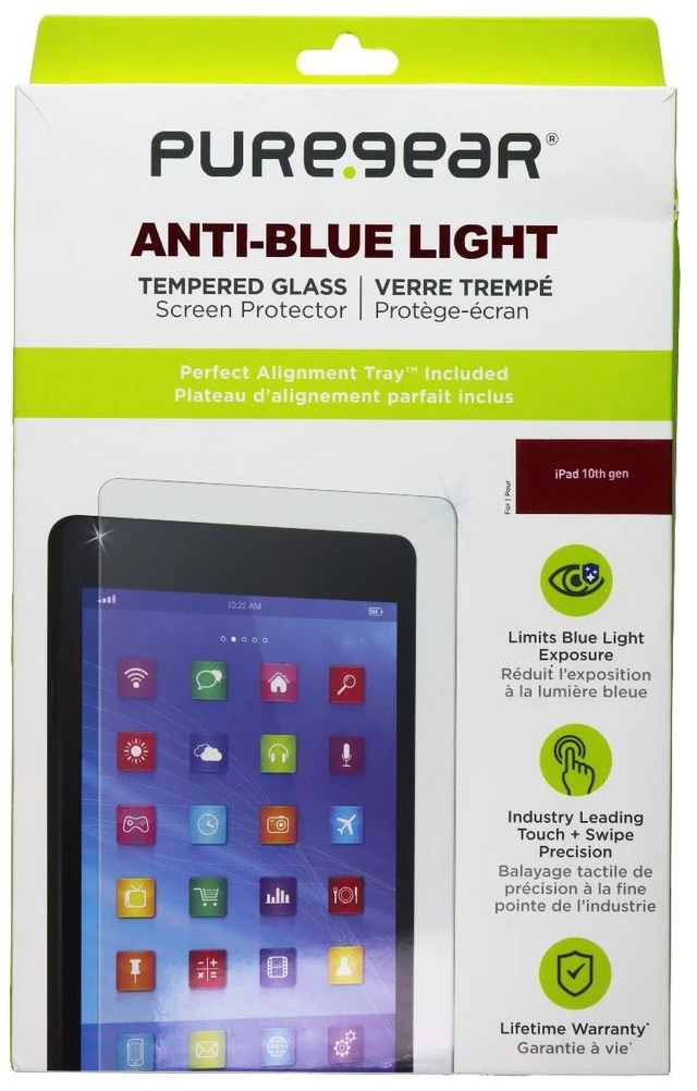 Main image of PureGear Anti-Blue Light Tempered Glass Protector for iPad A16 11th Gen/10th Gen
