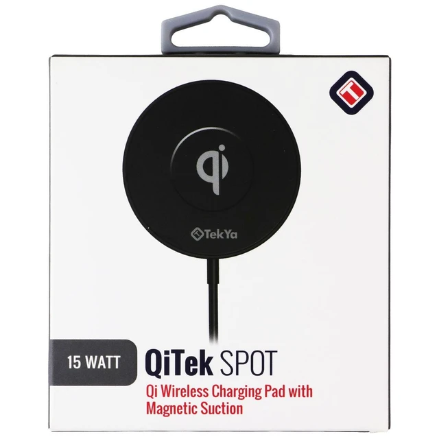 Alt view image 2 of 3 - TekYa (15W) QiTek Spot Qi Wireless Charging Pad with Magnetic Suction - Black