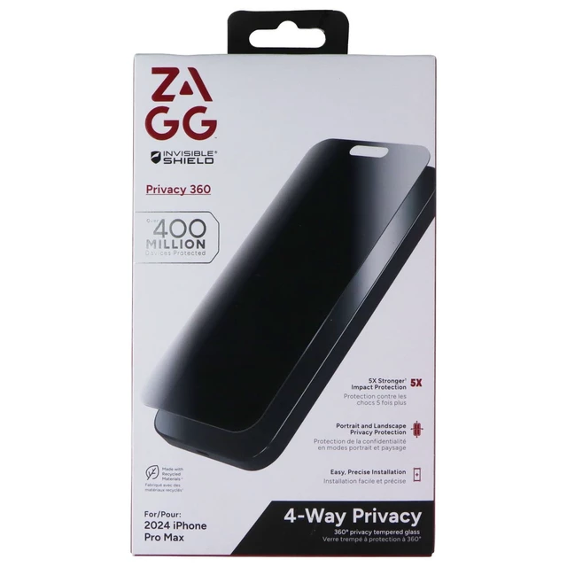 Alt view image 2 of 2 - ZAGG Invisible Shield 4-Way Privacy 360 Screen Protector for iPhone 16 Pro Max