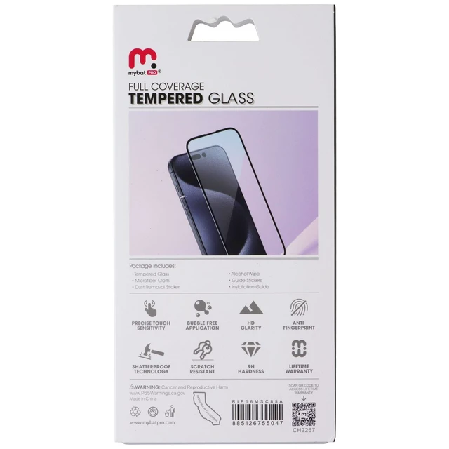 Alt view image 2 of 2 - MyBat Pro Full Coverage Tempered Glass for Apple iPhone 16 Plus - Black Border