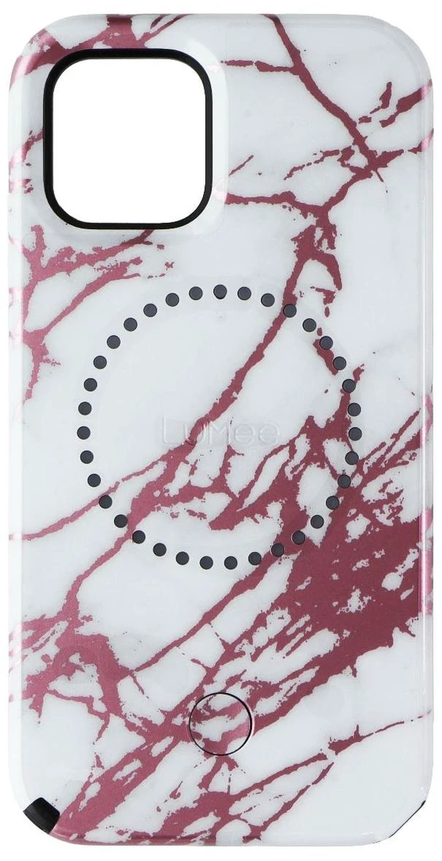 Alt view image 3 of 3 - Case-Mate LuMee Halo Case for iPhone 12 Pro/iPhone 12 - Rose Gold White Marble