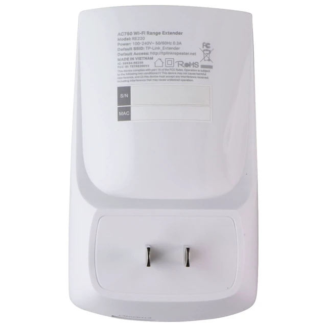 Alt view image 10 of 10 - TP-Link RE220 IEEE 802.11ac 750 Mbit/s Wireless Range Extender - 2.40 GHz, 5 GHz - 1 x Network (RJ-45) - Fast Ethernet - Wall Mountable