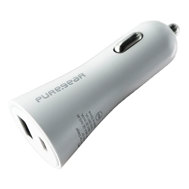 Alt view image 2 of 2 - PureGear (30-Watt) LightSpeed USB and USB-C Dual Port Car Charger - White