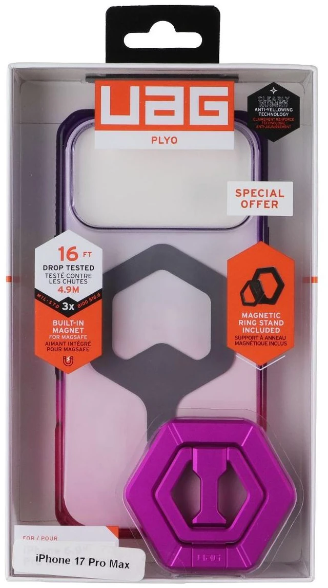 Main image of UAG Plyo MagSafe Case + Ring for iPhone 18 Pro Max/17 Pro Max - Purple/Pink