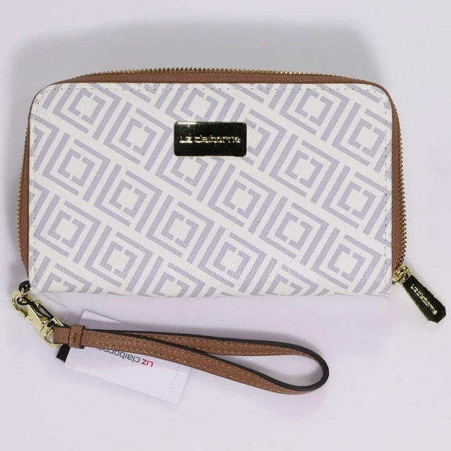 Main image of Liz Claiborne Faux Leather Zip-Around Wristlet - Grey Monogram