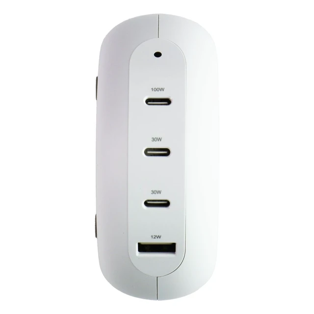 Alt view image 8 of 10 - Tylt Multi Port 100W Power delivery Hub with Wireless charging (3USB-C + 1USB-A) Color l White