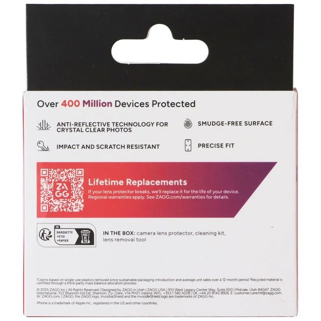 Alt view image 2 of 2 - ZAGG Invisible Shield Lens Protection for iPhone 17 Pro/Pro Max - Black
