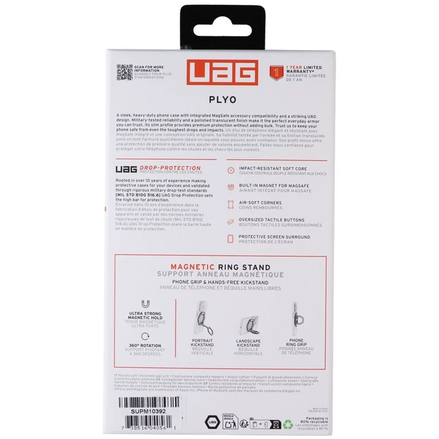 Alt view image 2 of 2 - UAG Plyo Series Case + Ring Stand for MagSafe for Apple iPhone 17 - Black/Clear