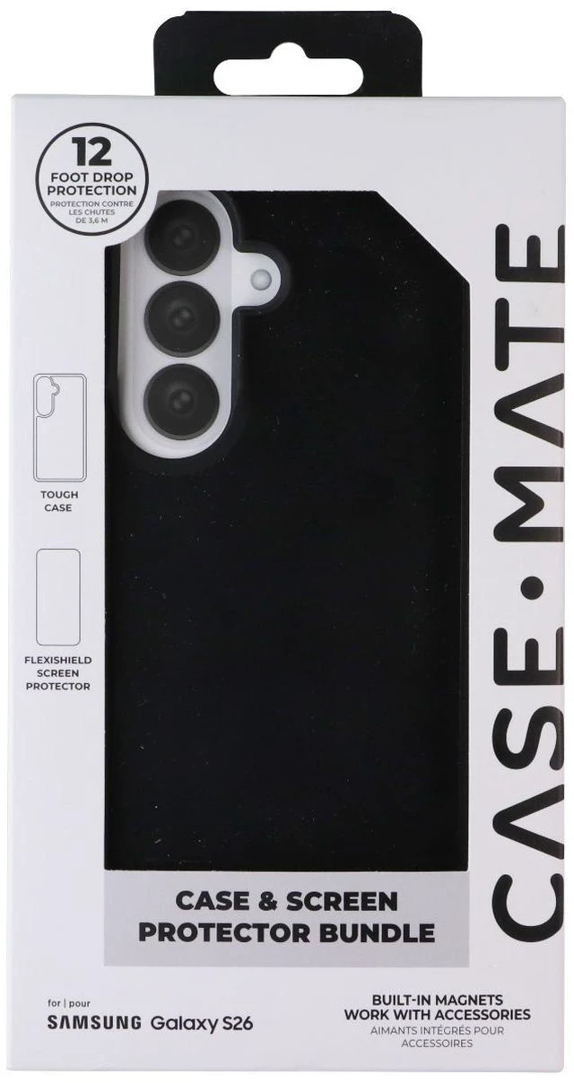 Main image of Case-Mate Tough Case/Screen Protector Bundle Pack for Samsung Galaxy S26 - Black