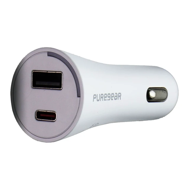 Alt view image 2 of 2 - Pure Gear Light Speed 42W Dual Port USB-C + USB-A Car Charger - White