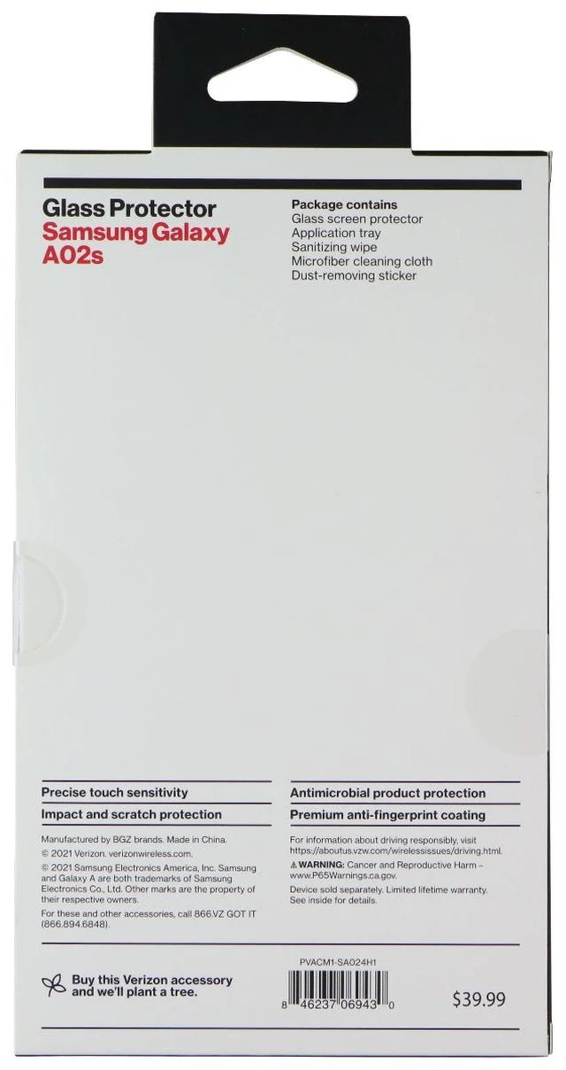 Alt view image 2 of 6 - Verizon Glass Screen Protector for Samsung Galaxy A02s - Clear
