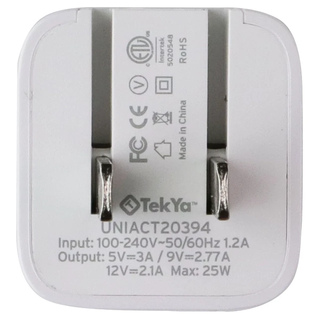 Alt view image 4 of 6 - TekYa 25W USB-C Wall Charger for Smartphones/Tablets - White (UNIACT20394)