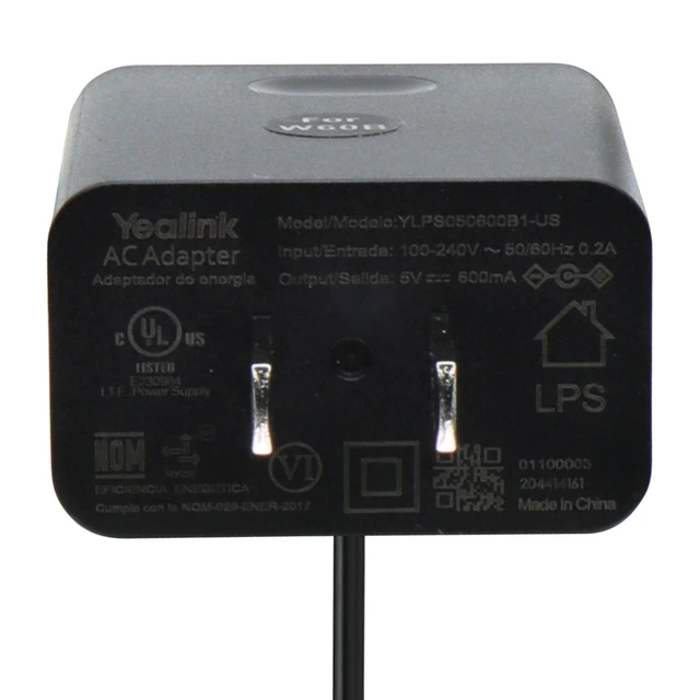 Alt view image 3 of 4 - Yealink (5V/.6A) AC/DC Adapter for Yealink W60B Base Station (YLPS050600B1-US)