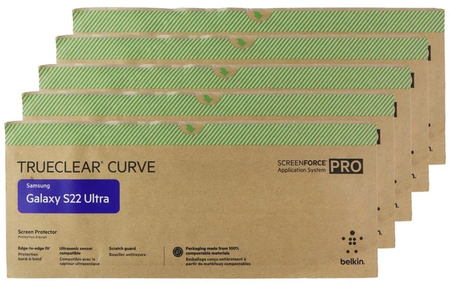 Main image of Belkin SCREENFORCE Pro TrueClear Curve for Galaxy S22 Ultra - (5-Pack) BULK PKG*