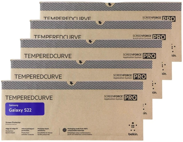 Main image of Belkin ScreenForce Pro TemperedCurve Screen Protector for Galaxy S22 - 5Pk BULK*
